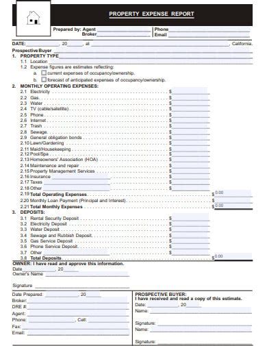 real estate expense report template